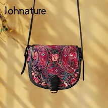 Vintage Exquisite Embroidery Women Linen Bag New National Style Floral V... - £110.51 GBP