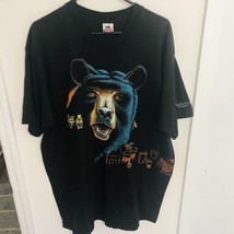 VINTAGE Mens XXL Black Bear Cliff Bonamie Native Tribal 1989 80s USA T Shirt - $27.80
