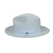 Men's Bruno Capelo Genuine Straw Hat Snap Brim Fedora PANAMA PM593 White image 3