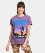 Women&#39;s Medium See America Joshua Tree  Graphic Boyfriend T-Shirt Grape ... - $12.65 CAD