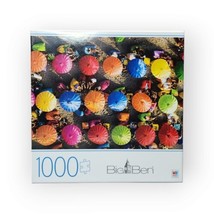 Big Ben 1000 Piece Jigsaw Puzzle &quot;Colorful Umbrellas In Bali&quot; Beach Hasbro 2020 - £11.84 GBP