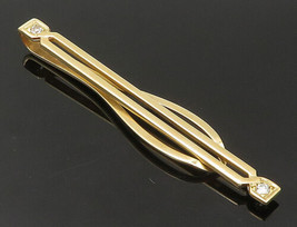 10K GOLD - Vintage Shiny Genuine Diamonds Minimalist Tie Clip - GOT034 - £224.97 GBP