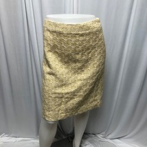 Banana Republic Skirt Womens 16 Tan Yellow Jacquard  Lined Straight Pencil - £10.64 GBP