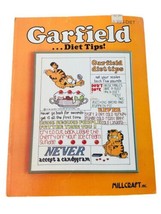 1978 Garfield Diet Tips Cross Stitch Pattern Leaflet Millcraft Frameable - £9.59 GBP
