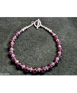 Amethyst and Sterling Silver Bali Bead Bracelet - 8.5&quot; - £14.59 GBP