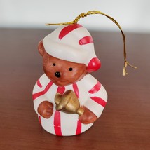 Vintage Christmas Ornament, Ceramic Bell, Bear in Nightshirt Bell Ringer - $11.99
