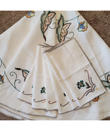 Vintage Hand Embroidery 60 Inch Table Cloth + 6 Napkins 13x13 Inch - $115.94