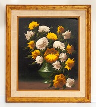 Floral Still Life signed Tolland Oil on Canvas 28&quot; x 32&quot; - £700.88 GBP