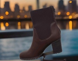 New Easy Street Women&#39;s Lucia Block Heel Ankle Boots Brown  Size 8.5 - $787.81 MXN