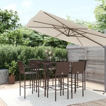  Garden Bar Set Brown PE rattan, powder-coated steel, tempered glass - $15,343.14 MXN