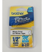 Brother P-Touch M-Tape 1/2 inch - BLACK on WHITE -- M-231 - $7.89