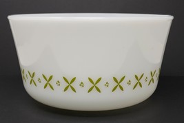 Anchor Hocking Fire King Milk Glass Green Daisy 9 Inch Mixing Bowl with ... - $29.39