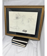 Vtg Music Line Drawing Gold Framed Art Millicent Tomkins 1974 Bach Conce... - $66.70 CAD