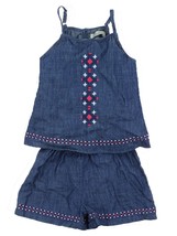 Lucky Brand Girls Blue Denim Short Romper One Piece Outfit Size 2T - $21.78