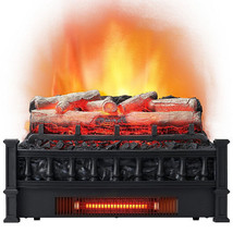 20 Inch Electric Fireplace Heater with Realistic Birchwood Ember Bed-Bla... - £121.37 GBP