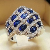 Multi-layer Wedding Crystal Dark Blue Stone Rings Luxury Jewelry Winding Rose Re - £7.86 GBP