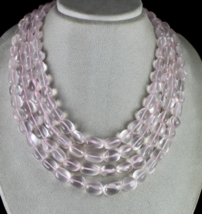 Pink Natural Rose Quartz Beads Nugget 4 L 1439 Ct Fashion Gemstone Necklace - £375.89 GBP