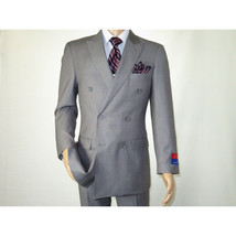 Men Apollo King Double Breasted Suit Classic Peak Lapel Soft Blend DM23 Gray image 4