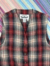 Vintage Eddie Bauer Legends Wool Vest Womens Large Red Plaid Lumberjack ... - $29.69