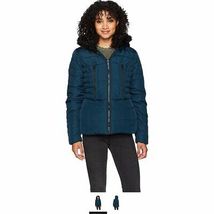 Celebrity Pink Womens Fitted Heavy Weight Puffer Jacket with Faux Fur, S... - £35.17 GBP