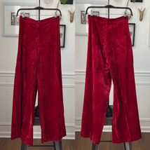 Vintage 70s Red Velveteen Extreme Wide Leg Palazzo Pants XS 2 4 - $57.60