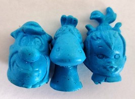 3 Vtg 1970s Flintstones Pencil Toppers Fred Pebbles Dino Hanna Barbera Blue - £7.18 GBP