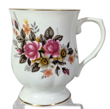 GC Teacup Bone China India Gold Trim Rim Handle Base Floral on White 4-i... - $12.97