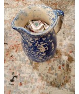 Blue &amp; White Speckled Pottery Creamer Pitcher Vintage Unmarked  - $444.00 MXN