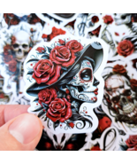 50 PCS Gothic Rose Sticker Pack, Gothic Skull Stickers, Halloween Gothic... - $11.85