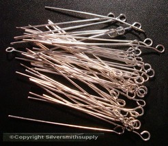 50pcs Eye pins Silver plated rosary dangle earring link findings 42mm FEP027 - £1.52 GBP