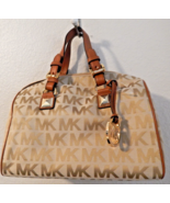 NEW Michael Kors Brown Tan Canvas Leather Handles Grayson Medium Satchel... - €160,92 EUR
