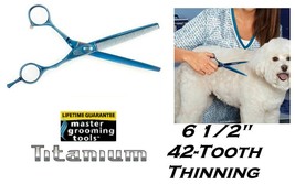Master Grooming Tools Titanium Blue 440C Thinning Shear Scissor Thinner Blender - £70.23 GBP