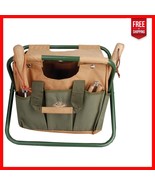 Sturdy Metal Frame Gardening Stool with Canvas Tool Holder - 100kg Max - $1,137.86 MXN