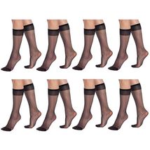 AWS/American Made 8 Pairs Sheer Knee High Socks for Women 15 Denier Stay up Band - £9.60 GBP