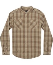 RVCA Mens Neps Plaid Flannel Shirt, Small, Khaki - £34.79 GBP
