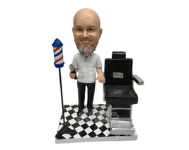 Custom Bobblehead Professional Barber Wearing A T-Shirt And Ready To Work - Care - £133.16 GBP