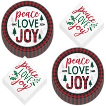 HOME &amp; HOOPLA Cozy Christmas Party Supplies - Buffalo Plaid Tree Paper D... - £12.00 GBP+