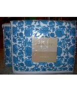 NOBILITY  "CALYPSO"  2PC KING SHAM  BLUE/WHITE STRIPE/FLORAL  NIB - $46.03