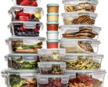 35 Pc Set Glass Food Storage Containers With Lids - Meal Prep Airtight B... - £118.94 GBP