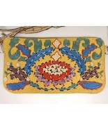 Crossbody Boho Hippie Bag Wool Embroidery Floral Multicolor On Gold Back... - $26.55