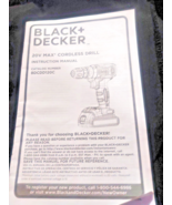 instruction manual for a Black+Decker 20V MAX cordless drill model numbe... - $2.18