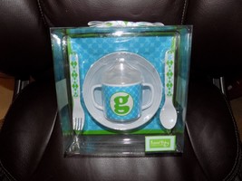 MudPie Initial &quot;g&quot; Feeding Set Blue &amp; Green 5-Pc Sippy Cup Bowl Spoon Fo... - £20.48 GBP