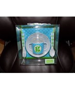 MudPie Initial &quot;g&quot; Feeding Set Blue &amp; Green 5-Pc Sippy Cup Bowl Spoon Fo... - $26.60