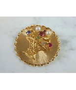 Womens Vintage Estate 14K Yellow Gold Birthstone Basket Brooch 13.1g #E852 - $31,612.21 MXN