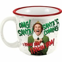 NEW SEALED Buddy Elf Santa&#39;s Coming 14 oz. Ceramic Camper Mug Will Ferrell - £15.76 GBP