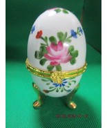 EGG TRINKET BOX FABERGE INSPIRED STYLE 4&quot; TALL FOOTED ROSES [FAIRIES] - $47.06 CAD