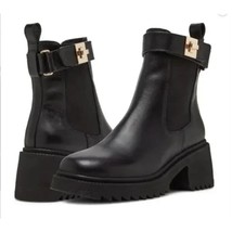 Steve Madden Gates Leather Chelsea Buckle Lug Boots | Womens 6.5, Black ... - $60.78