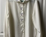 Koret Long Sleeve Blouse Womens Size 12 Embroidered Pearl Buttons Granny... - $14.73