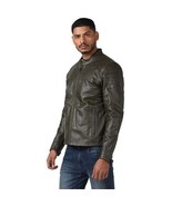 ROYAL ENFIELD MOTORCYCLE JACKET CAFE RACER MEN&#39;S JACKET-KAYAK GREEN - $169.99