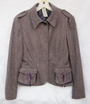 Schumacher Blazer Jacket Wool Silk Large ITALY Purple and Metallic Herri... - $42.75